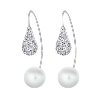 CRYSTalp Moderné náušnice s kryštálmi Swarovski a perlou LuxePearl 42369.R