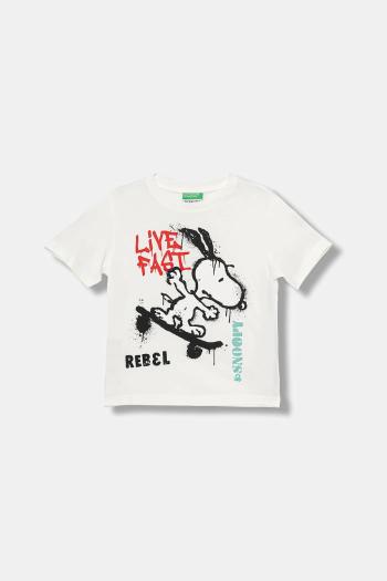 Bavlnené tričko United Colors of Benetton biela farba, s potlačou, 3X1SG10JW