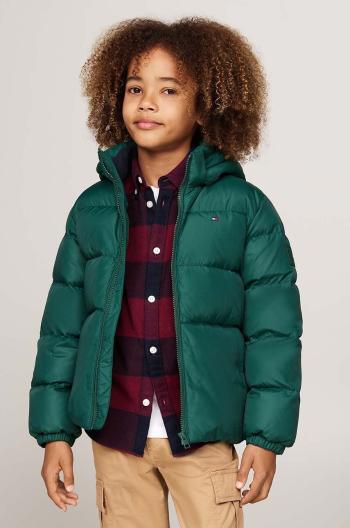 Detská bunda Tommy Hilfiger zelená farba, KB0KB08341