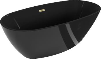 MEXEN/S - Eris voľne stojaca vaňa 170 x 80, čierna, sifón a prepad kartáčované zlato 53441708070-55