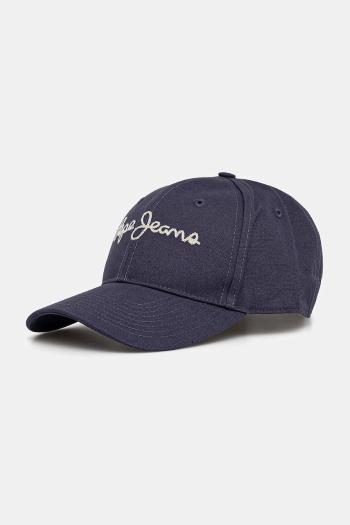 Bavlnená šiltovka Pepe Jeans MALLON CAP tmavomodrá farba, s nášivkou, PM040567