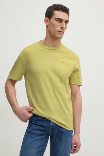Bavlnené tričko Calvin Klein pánsky, žltá farba, jednofarebný