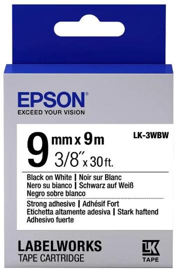 Epson LabelWorks LK-3WBW C53S653007 9mm x 9m, čierna tlač / biely podklad, silne priľnavá, originálna páska