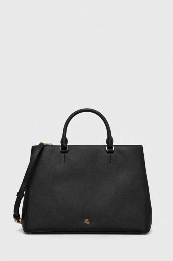 Kožená kabelka Lauren Ralph Lauren čierna farba,431898556