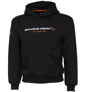 Savage gear mikina junior logo hoodie black ink - 10-12 rokov