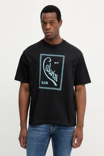 Bavlnené tričko Calvin Klein Jeans pánske, čierna farba, s potlačou, LV04RC836G