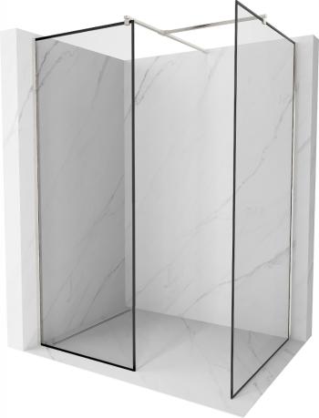 MEXEN/S - Kioto Sprchová zástena WALK-IN 120 x 90 cm, čierny vzor, nikel kefovaná 800-120-202-97-70-090