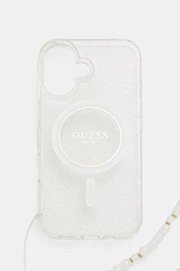 Puzdro na mobil Guess iPhone 16 6.1 priehľadná farba, GUHMP16SHGCRELST