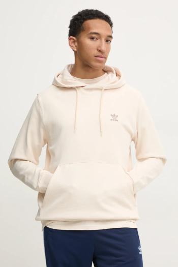 Bavlnená mikina adidas Originals Essential pánska, béžová farba, s kapucňou, jednofarebná, JD2408