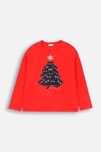 Detské tričko s dlhým rukávom Coccodrillo červená farba, MERRY XMAS