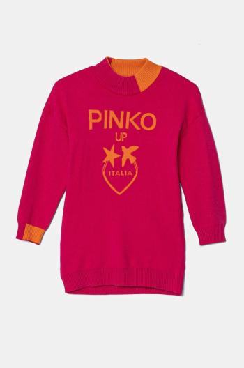 Dievčenské šaty Pinko Up ružová farba, mini, rovný strih, F4PIBGDR109
