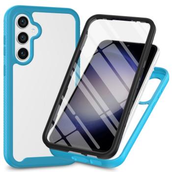 DUAL Obojstranný kryt s fóliou Samsung Galaxy S24 FE 5G svetlomodrý