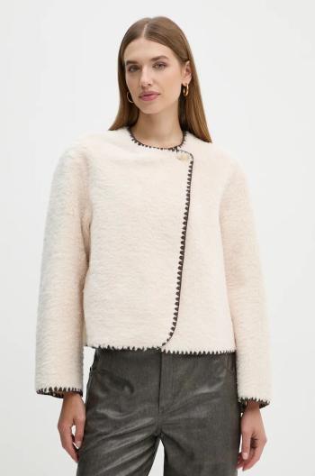 Bunda OUI dámska, béžová farba, prechodná, oversize, 88997