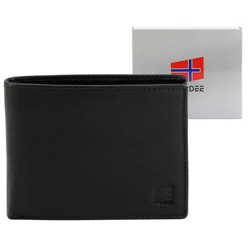 Elegantná pánska kožená peňaženka Nordee v čiernej farbe bez vonkajšieho zapínania Nordee