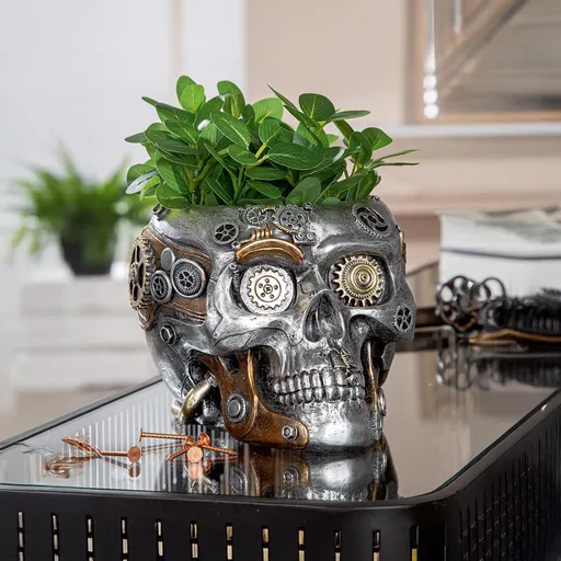 Gilde Steampunk květináč Lebka
