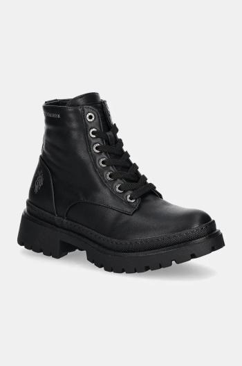 Členkové topánky U.S. Polo Assn. BYKER dámske, čierna farba, na plochom podpätku, BYKER001W/DU1