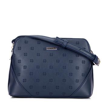 Damska torebka crossbody z ekoskóry w monogram granatowa 99-4Y-205-7