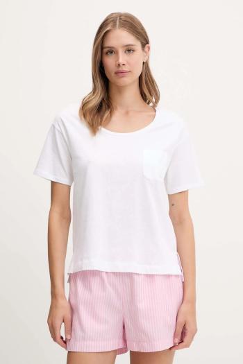 Bavlnené pyžamové tričko United Colors of Benetton biela farba, bavlnené, 30963M07U