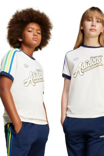 Detské bavlnené tričko adidas Originals biela farba, s potlačou, JC8403