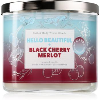 Bath & Body Works Hello Beautiful + Black Cherry Merlot vonná sviečka 411 g