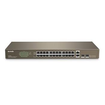 Tenda TEF1026F 26× Switch with Gigabit Uplink 2× RJ45/SFP, MAC 16K, VLAN, Rackmount, Fanless