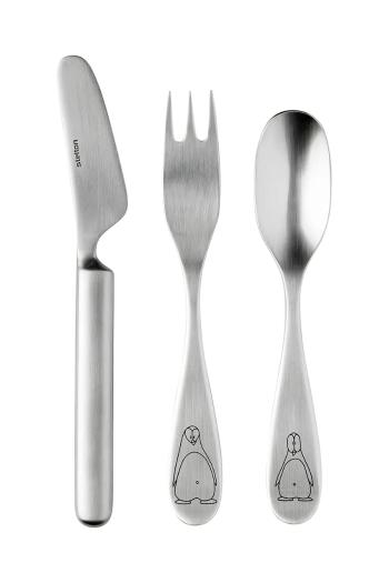 Súprava detského príboru Stelton Pingo 3-pak šedá farba