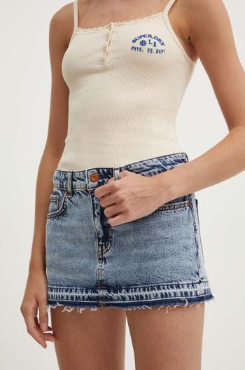 Rifľová sukňa Superdry mini, puzdrová