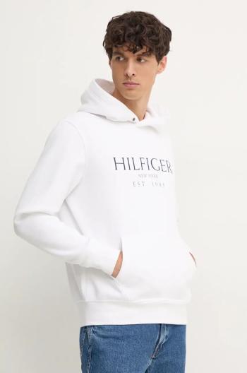 Mikina Tommy Hilfiger pánska, biela farba, s kapucňou, s potlačou, MW0MW35523