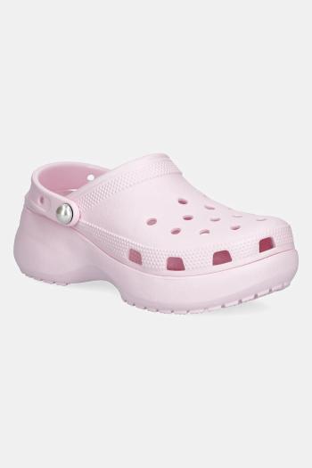 Šľapky Crocs Classic Platform Pearl Clog dámske, ružová farba, na platforme, 211231-6ZW