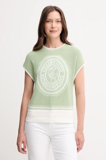 Bavlnená vesta United Colors of Benetton zelená farba, 1494E10EH