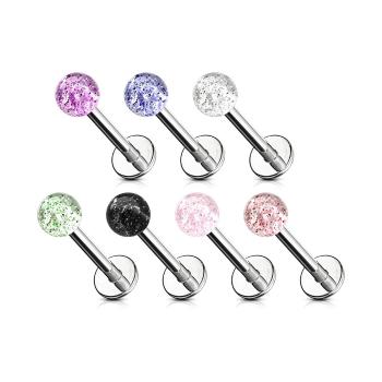 Piercing do brady a pery DOTS BALL - Farba piercing: Číra