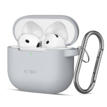 Tech-Protect Silicone Hook puzdro na Apple AirPods 4, sivé