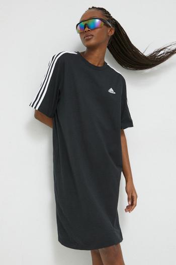 Bavlnené šaty adidas čierna farba, mini, oversize, HR4923