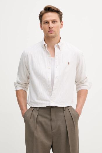 Bavlnená košeľa Polo Ralph Lauren béžová farba, regular, s golierom button-down, 710953704