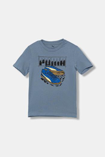 Detské bavlnené tričko Puma GRAPHIC Sneaker Tee B modrá farba, s potlačou, 689939