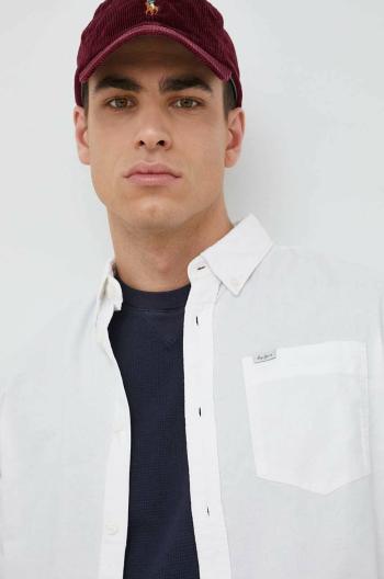 Bavlnená košeľa Pepe Jeans Fabio pánska, biela farba, regular, s golierom button-down