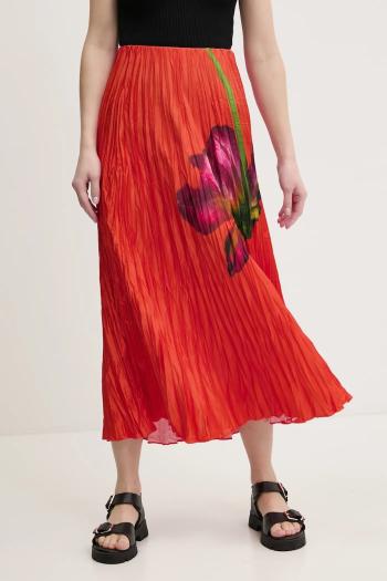 Sukňa Desigual FOLLET oranžová farba, maxi, áčkový strih, 25SWFW06