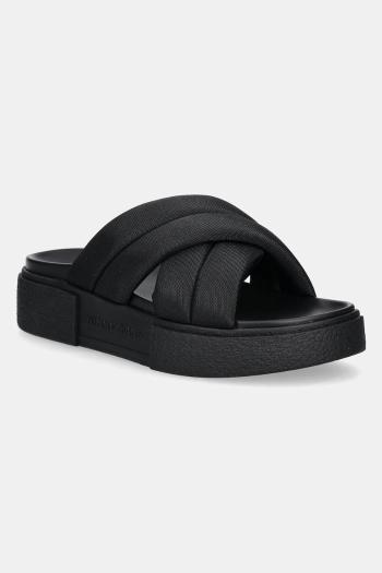 Šľapky Tommy Jeans FLATFORM SANDAL dámske, čierna farba, na platforme, EN0EN02775
