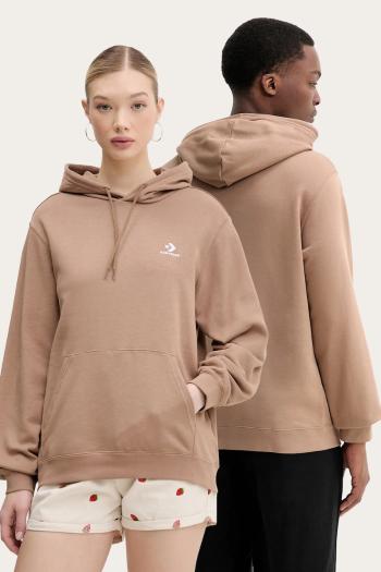 Mikina Converse hnedá farba, s kapucňou, s nášivkou, 10023874-A46