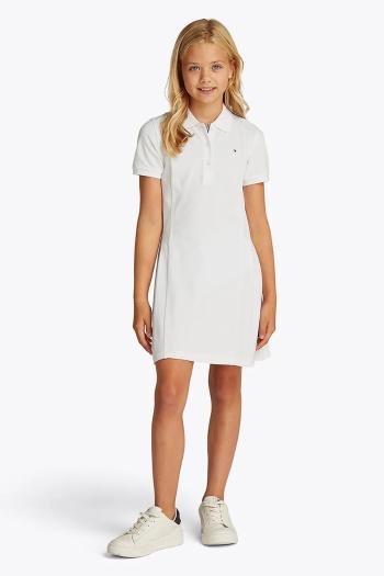 Dievčenské šaty Tommy Hilfiger biela farba, midi, áčkový strih, KG0KG08342