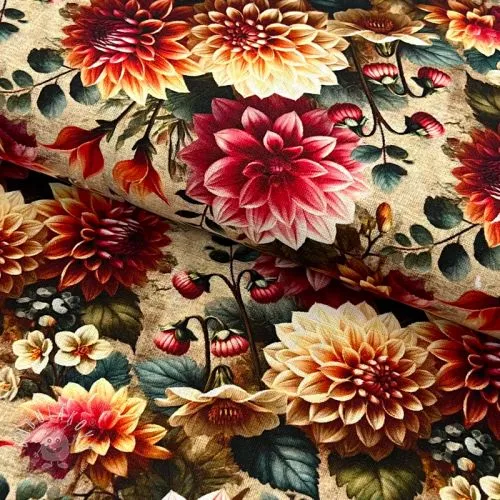 Viskóza s ľanom Rosalie design A digital print