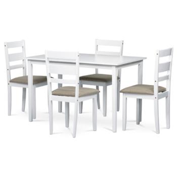 Jedálenský set so 4 stoličkami Autronic 120x75 cm biely masív AUT-6070 WT