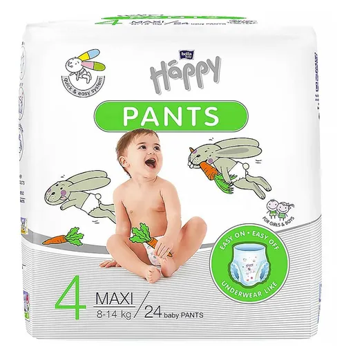 BELLA HAPPY Baby pants maxi naťahovacie plienkové nohavičky 24 kusov