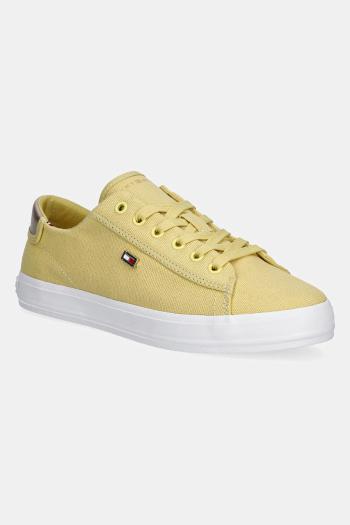 Tenisky Tommy Hilfiger VULC CANVAS LACE UP SNEAKER žltá farba, FW0FW08647