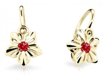 Cutie Jewellery Detské kvietkové náušnice zo žltého zlata C2238-10-X-1 červená