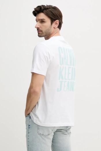Bavlnené tričko Calvin Klein Jeans pánske, biela farba, s potlačou, J30J327523