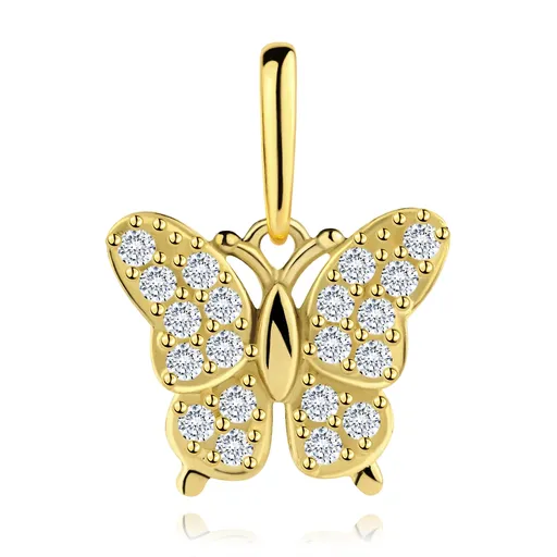Prívesok z 9K žltého zlata so zirkónovým motýľom