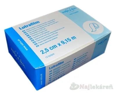 Vidra Lutrafilm fixačná náplasť 2,5 cm x 9,15 m z transparentnej fólie cievka 12 ks