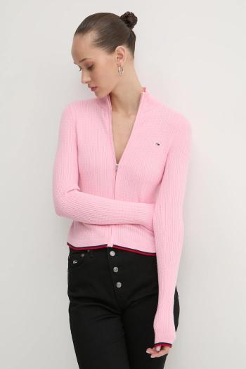 Kardigán Tommy Jeans dámsky, ružová farba, DW0DW19337