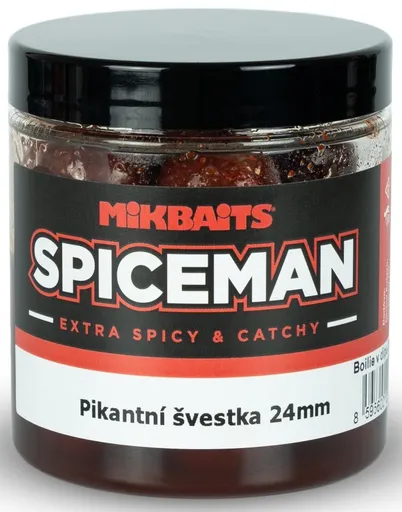 Mikbaits boilie v dipe spiceman  pikantná slivka 250 ml - 24 mm
